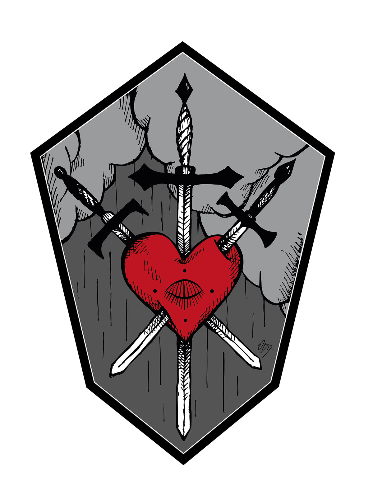 3 of Swords Heart Sticker